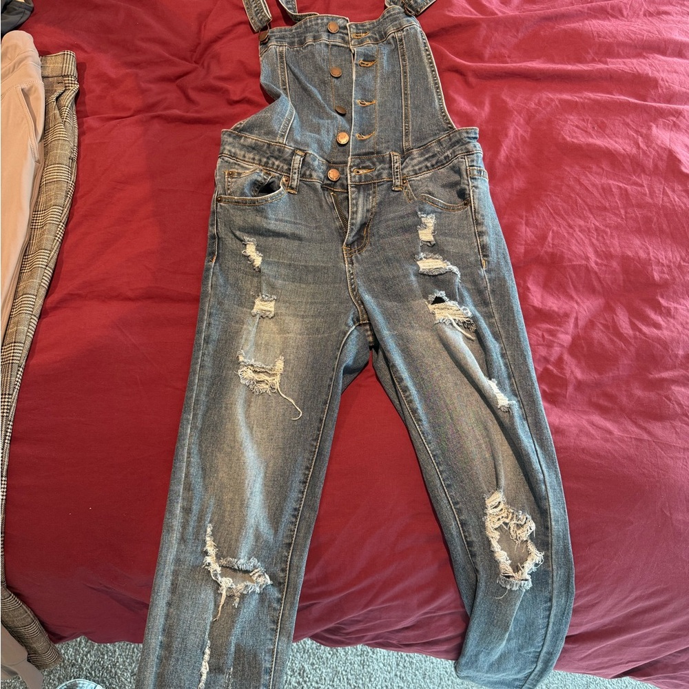 Casual Distressed Denim Jumpsuit